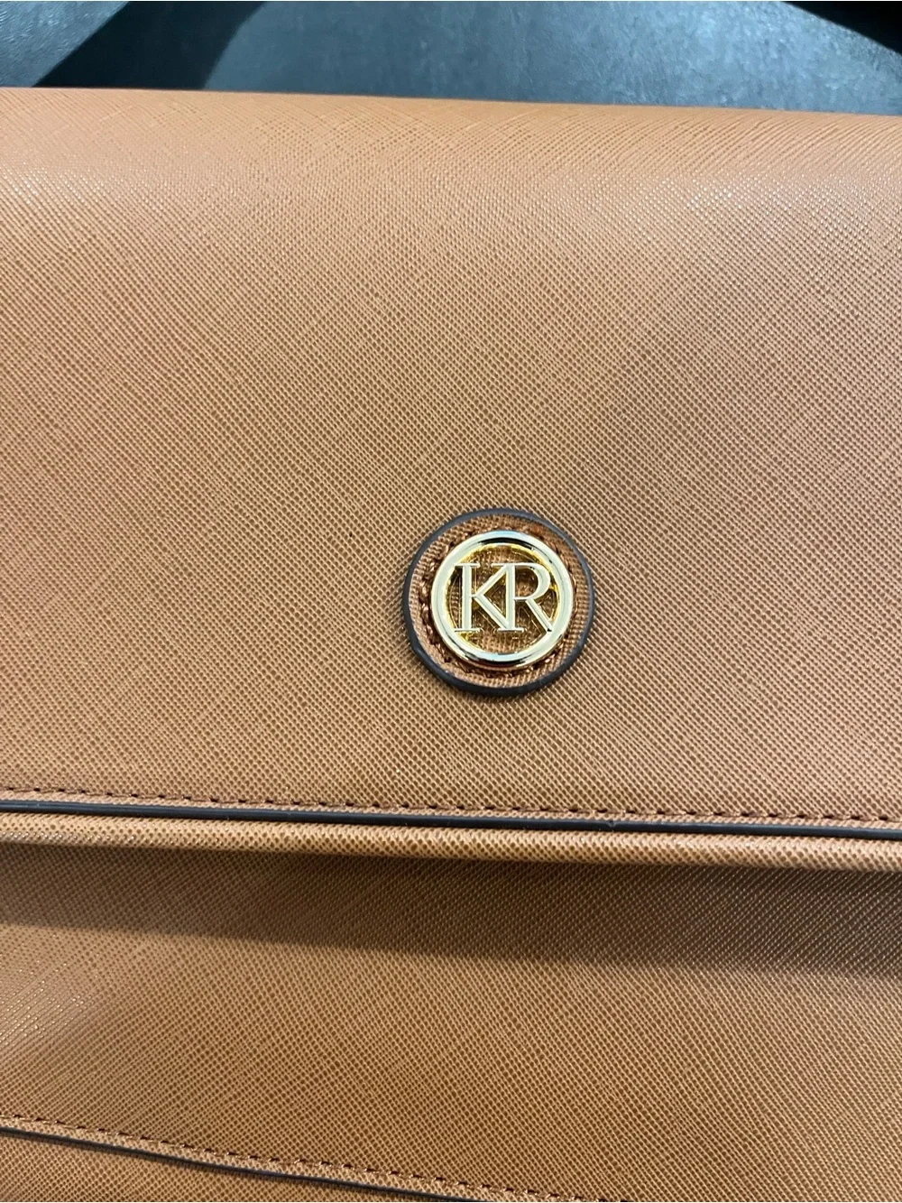 Tan Crossbody Bag with Gold Accent